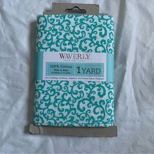 ✨$5 OFF BUNDLE✨ Waverly Cotton Fabric Turquoise and White Scroll Sewing Quilting